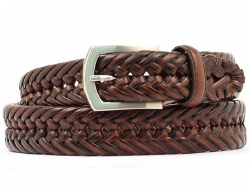 M and F Western Product N2630602 Men's Standard Belt in Brown Bonded Leather with Braided Construction